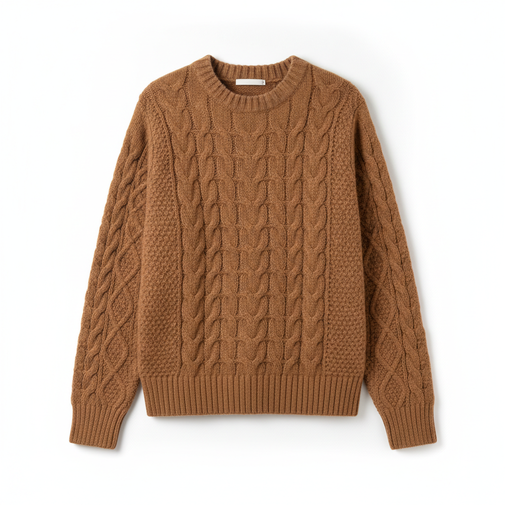 Cable Knit Pullover — Caramel product photo