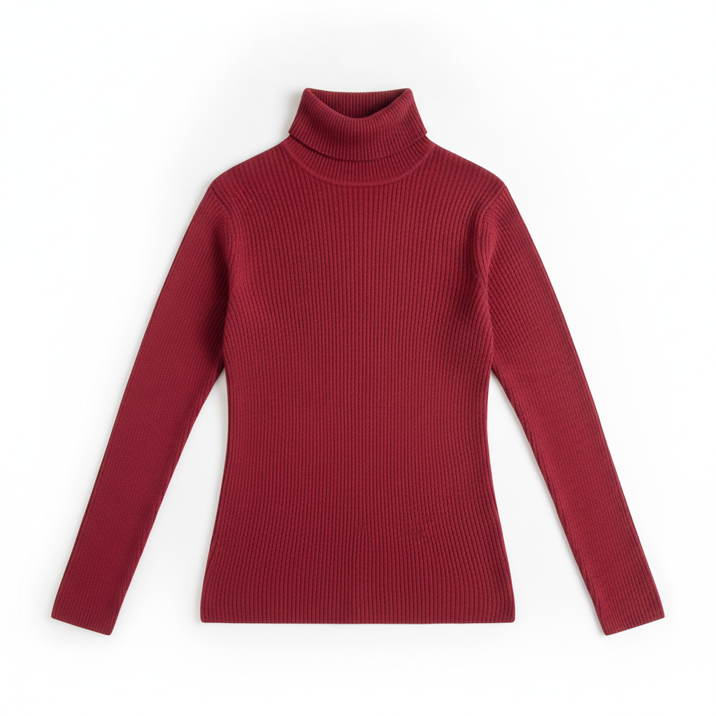 Ribbed Turtleneck — Crimson product photo