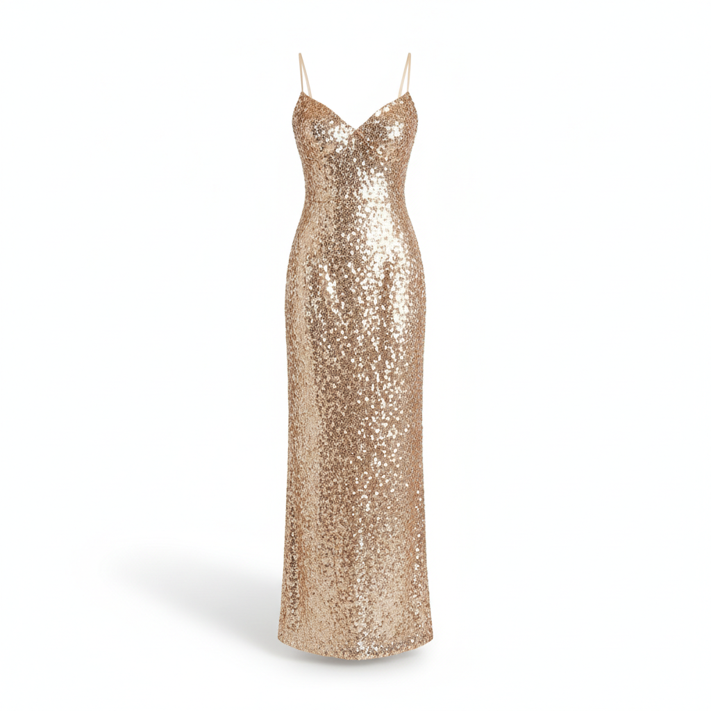 Sequin Evening Dress — Champagne product photo