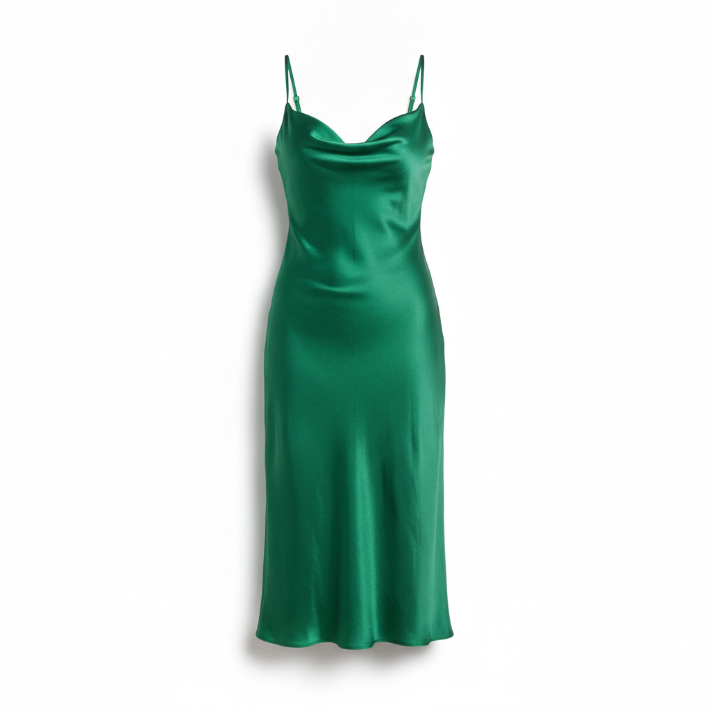 Silk Slip Dress — Emerald product photo