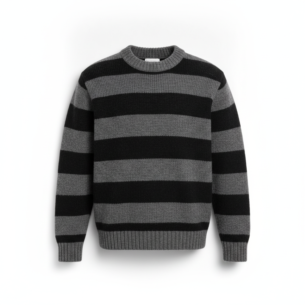 Striped Wool Crewneck — Graphite product photo