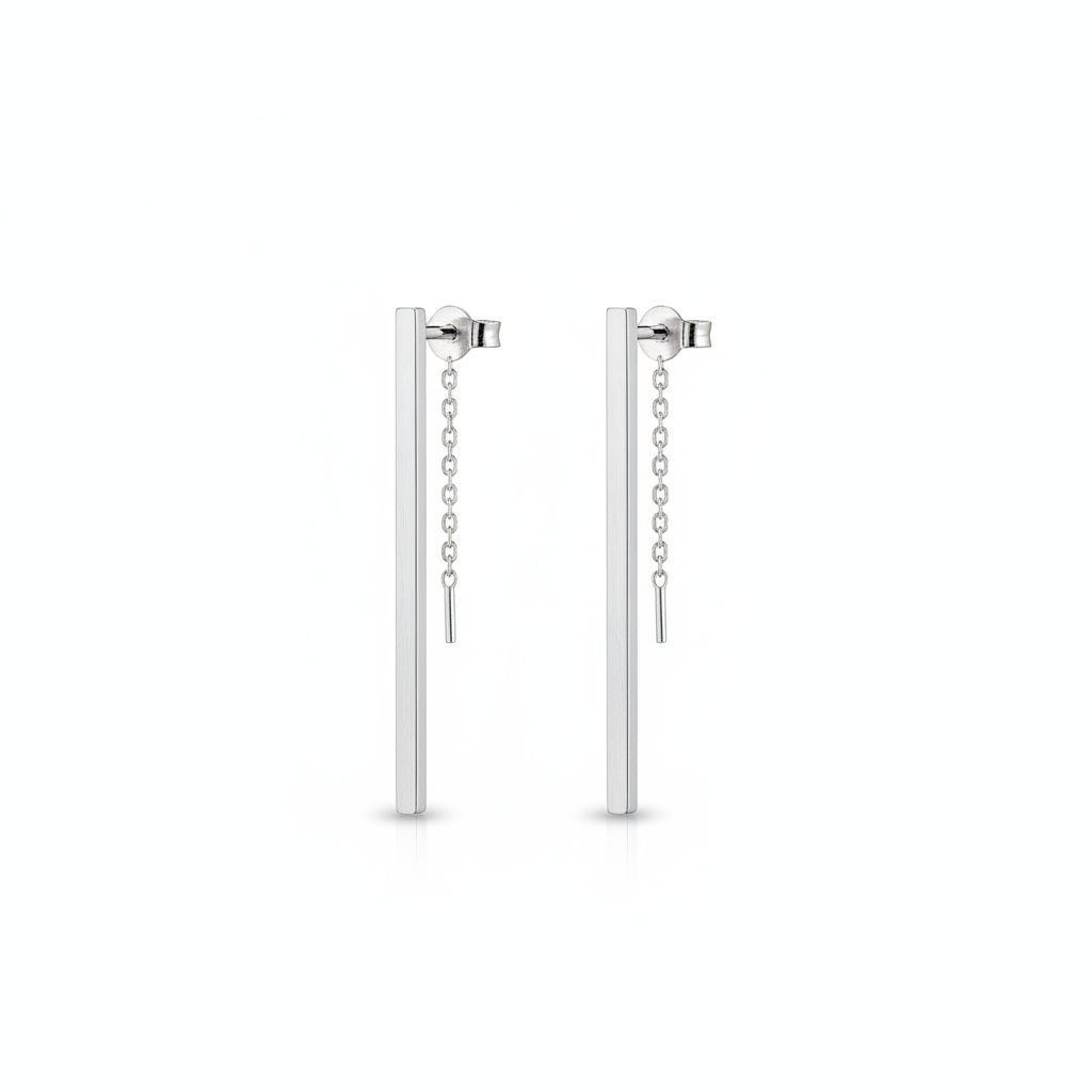 Threader Bar Earrings — Silver product photo